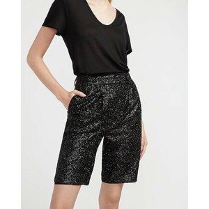 🌹Women’s EXPRESS High Waisted Sequin Bermuda Shorts Black Size 0